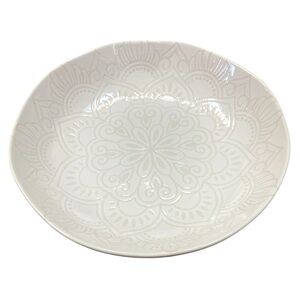 NWT SH Home Henna White Stoneware Dinner Bowl 8.5" Embossed Mandala Floral Boho